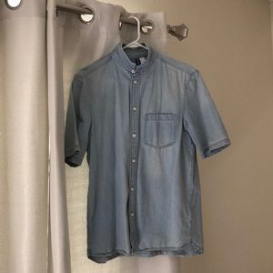 Denim short sleeve button up
